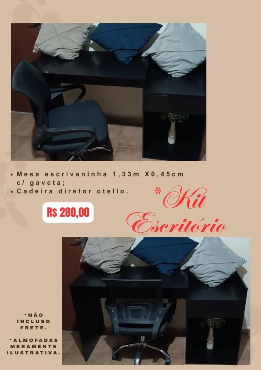 Mesa Escrivaninha e Cadeira Diretor Otello 