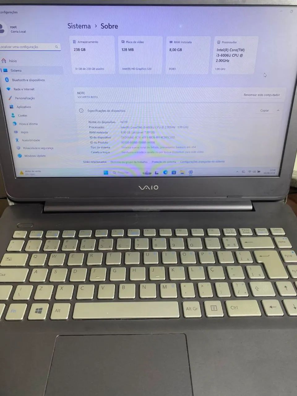 Notebook VAIO Core i3 | 8 GB RAM | SSD 256 GB | Windows 11 - Foto 2