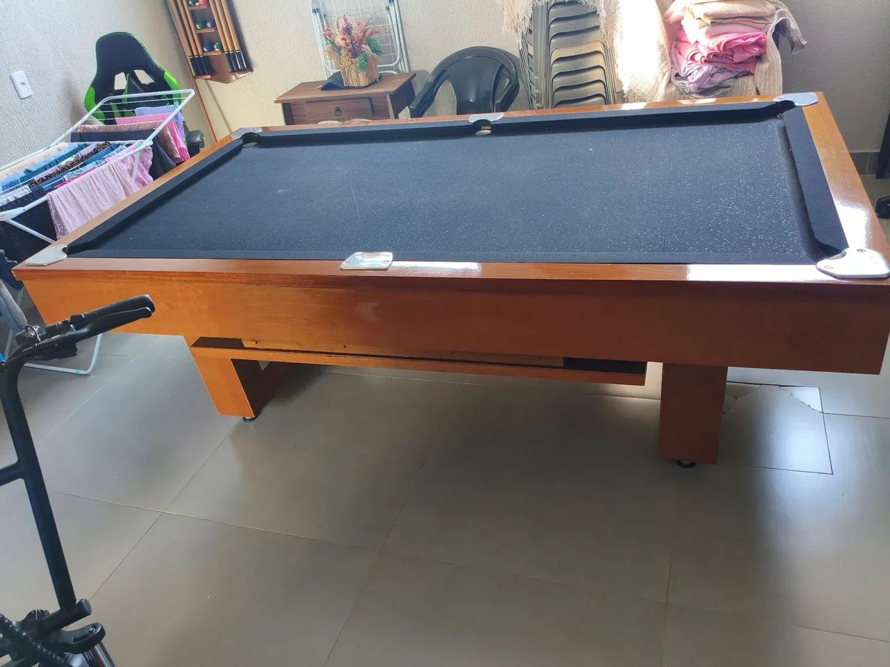 Mesa de cinuca e jantar (madeira e pedra ardósia ) luxo  - Foto 2