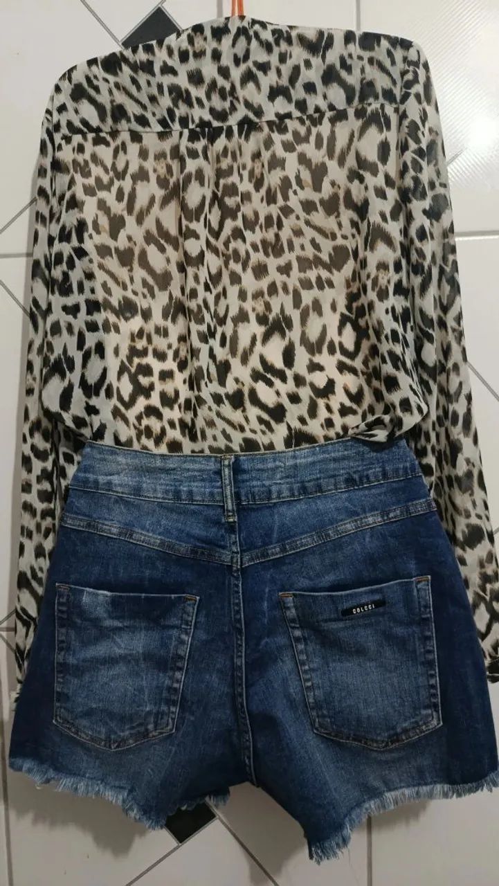 Short jeans da Colcci + blusa c&a onça  - Foto 2