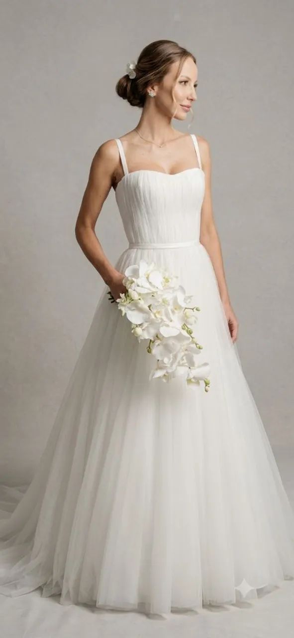 Vestido de noiva delicado e romântico 