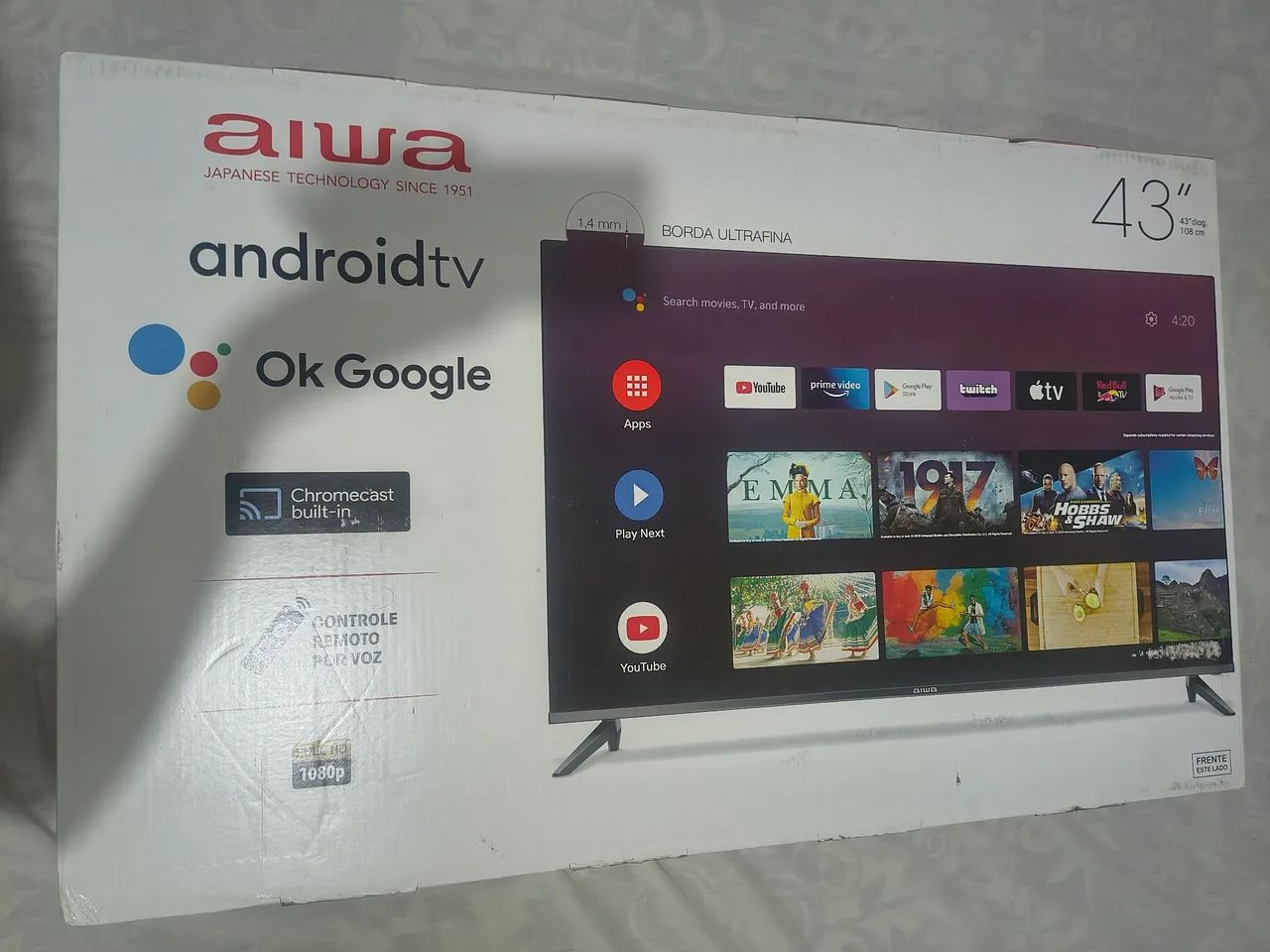 TV AIWA 43 POLEGADAS NA CAIXA COM TELA FALHANDO