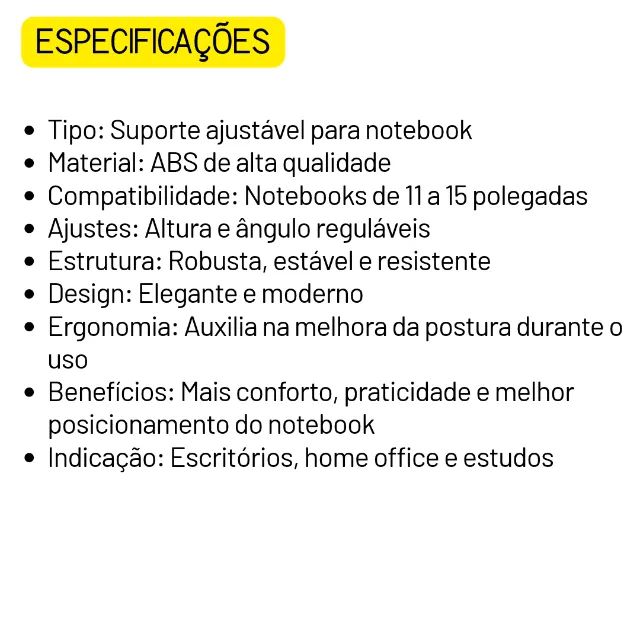 Suporte para Notebook Ajustável de 11 a 15 Polegadas Ergonômico - SNF06 - Foto 5