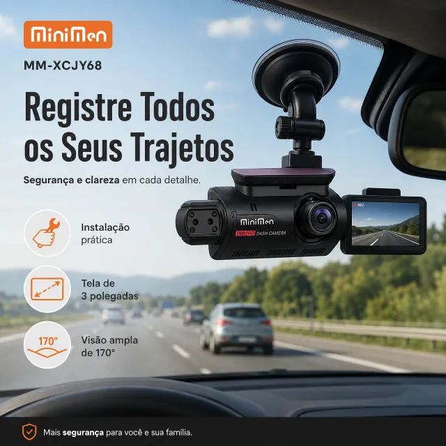 Câmera Veicular DVR Caixa Preta Full HD Sensor G MiniMen MM-XCJY68