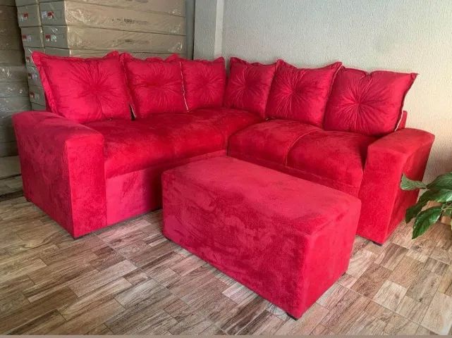 Sofá de Canto Com Puff 