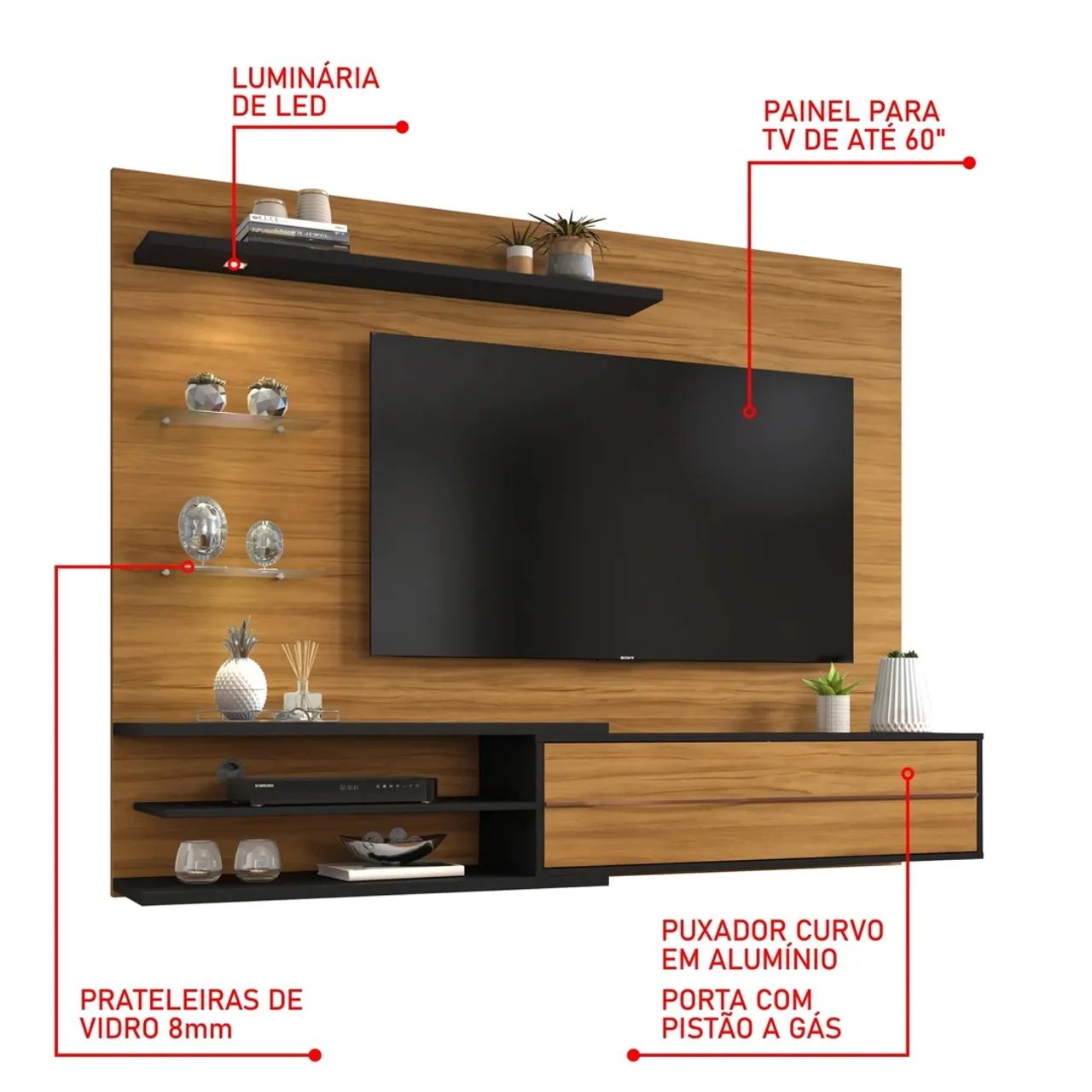 Painel NT1115 Notável 180cm com LED - Para TVs de até 60 Polegadas - Entrega Imediata; - Foto 5