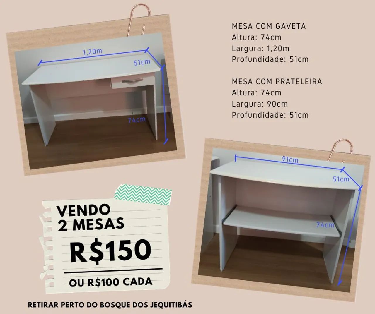 2 mesas MDF usadas
