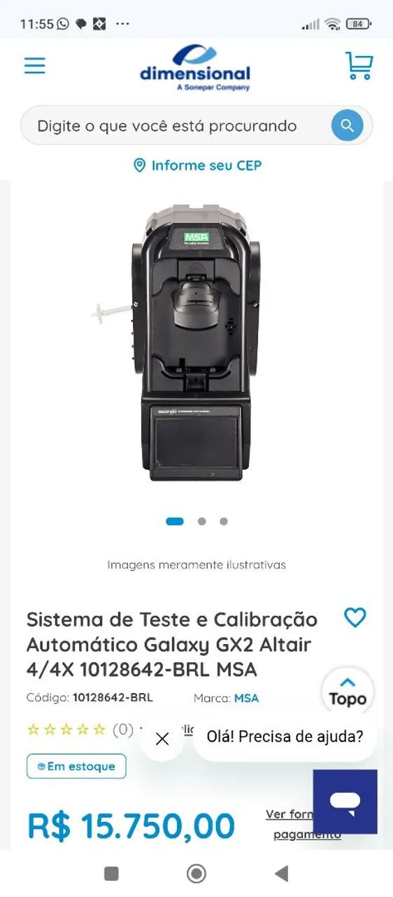 Sistema teste de calibração de bombas de gases msa