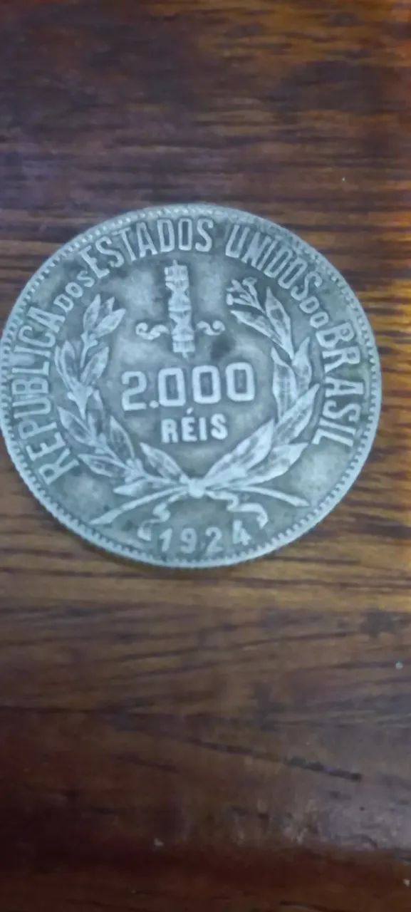 Moeda Prata 2000 Reis Ano 1924 Mbc Série Mocinha