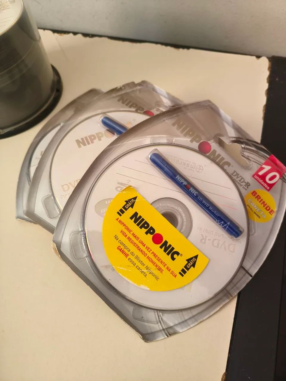 Lote Com 90 DVDs Virgens (Emtec + Nipponic) Com Estojos E Caneta - Foto 2