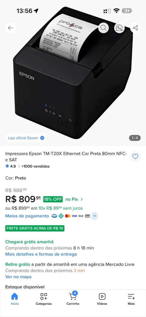 IMPRESSORA TÉRMICA EPSON TM-T20X - Foto 3