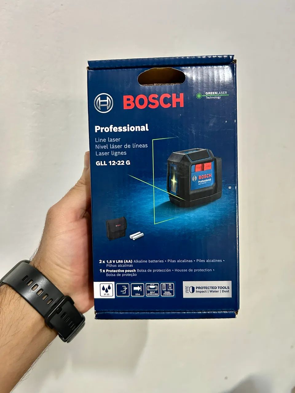 Bosch Nível a Laser verde GLL 12-22 G, 12m suporte giratório