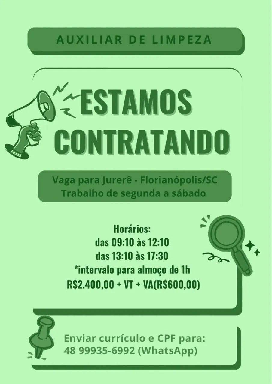 VAGA AUXILIAR DE LIMPEZA