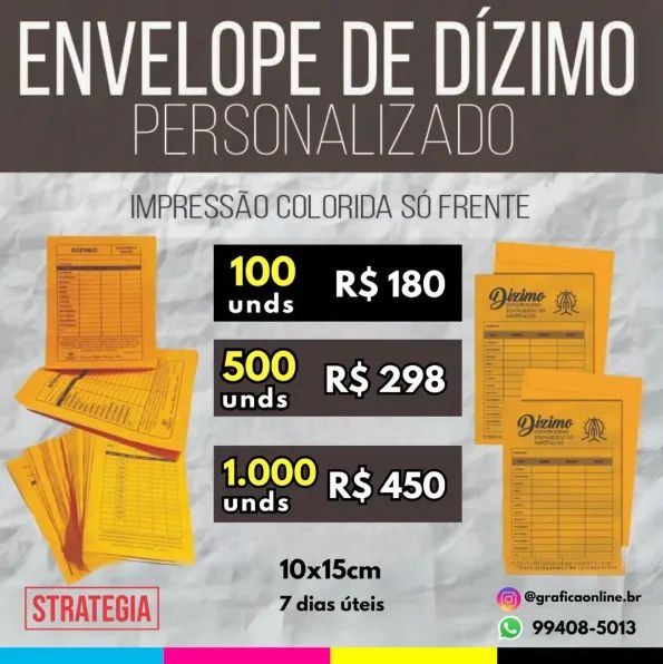 Envelope de Dízimo Carnê Personalizado