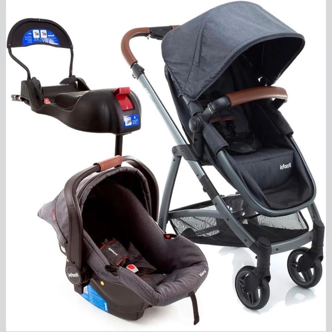 Conjunto de carrinho de bebê + bebê conforto infanti  - Foto 2