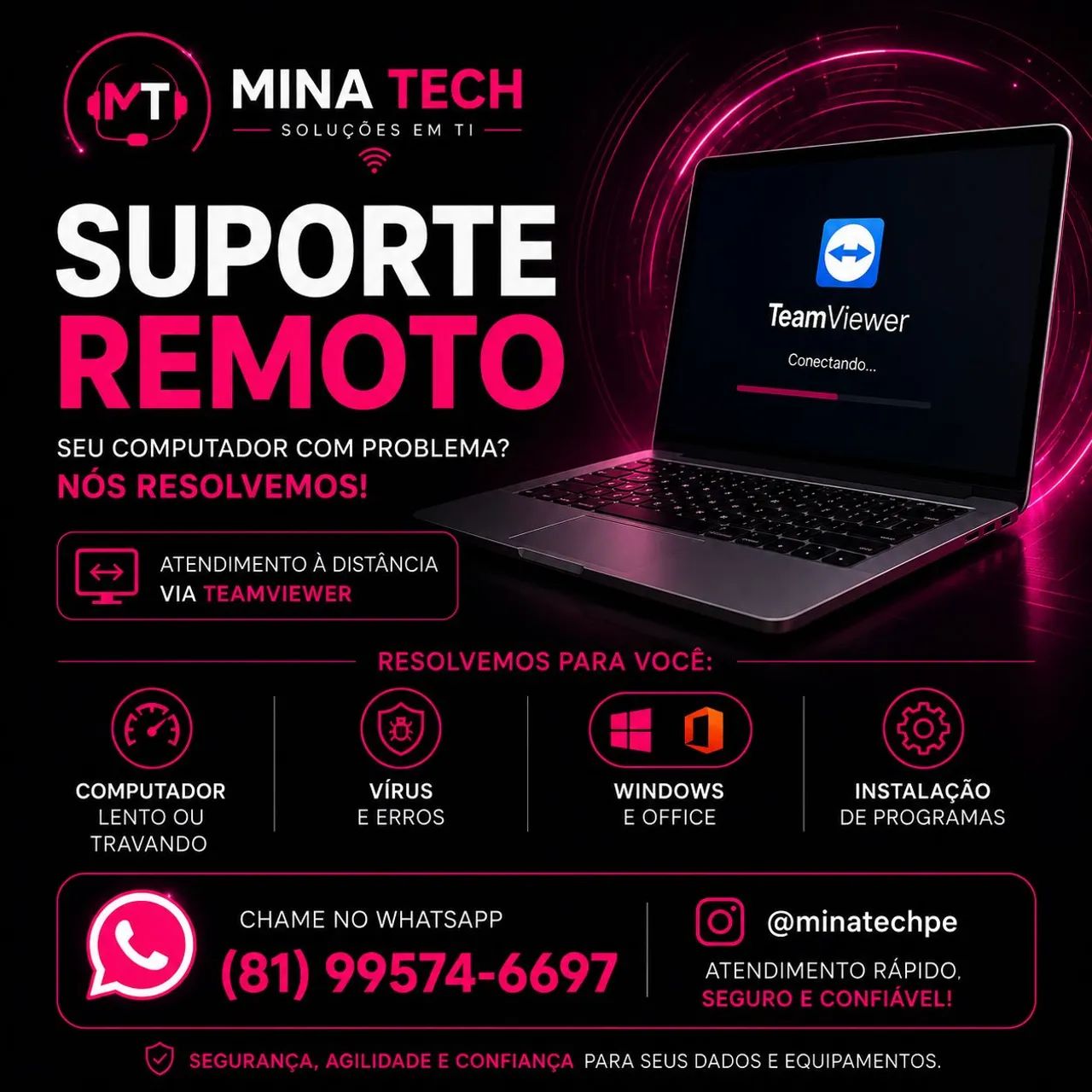 Suporte Remoto para Computador | PC Lento, Vírus, Windows e Office