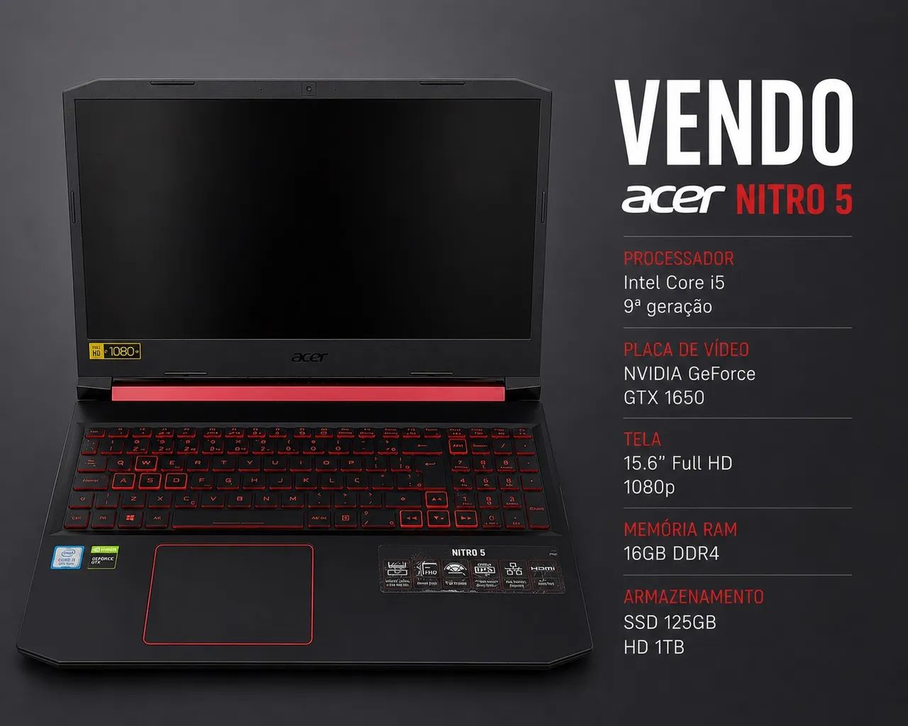 VENDO NOTEBOOK ACER NITRO 