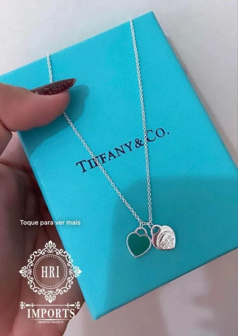 Colar Tiffany coração duplo 