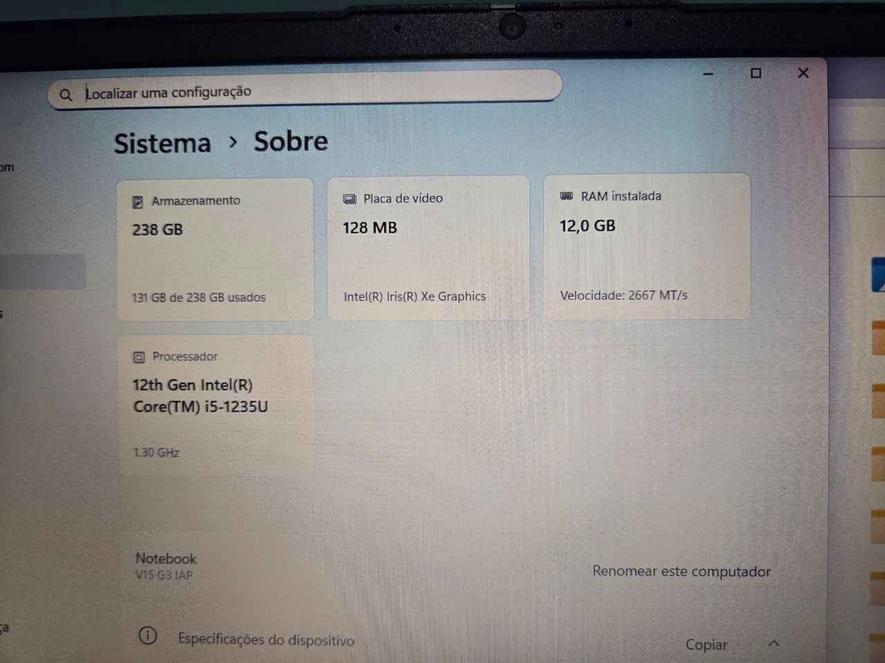 Notebook Lenovo V15 G3 IAP Intel Core 15 1235U 8GB SSD 256GB 15,6" FHD<br><br><br> - Foto 2