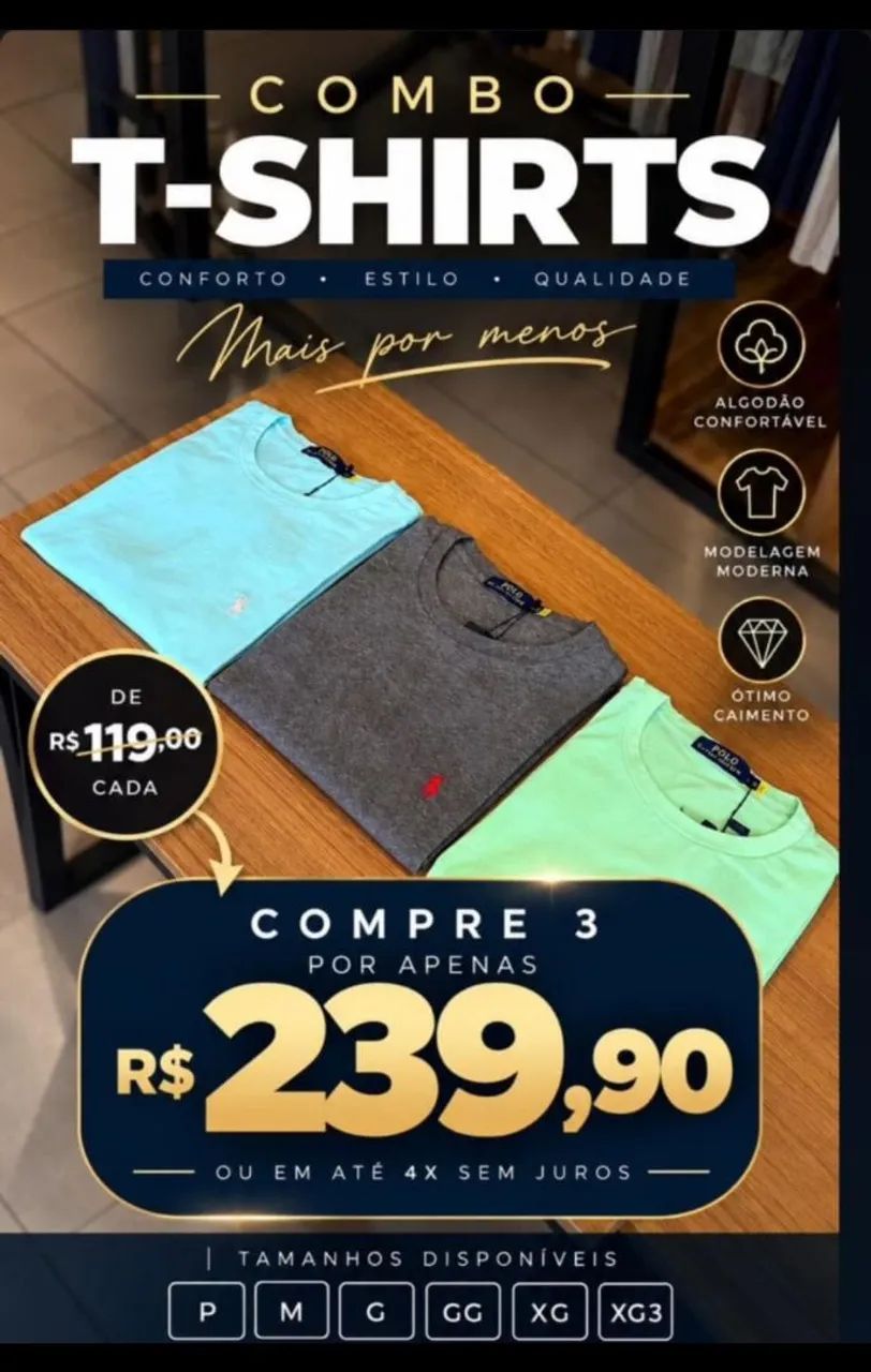 Super oferta da semana Combo de camisetas