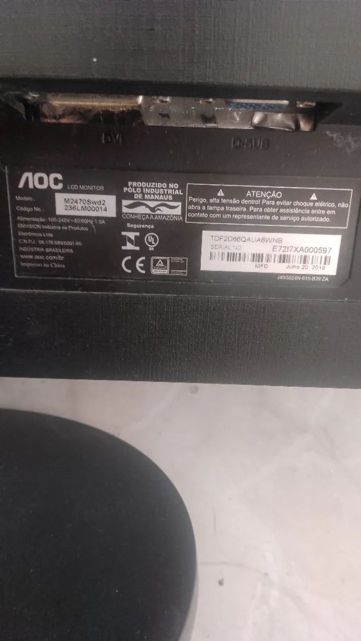 Monitor AOC de 24 polegadas Com defeito .  - Foto 2