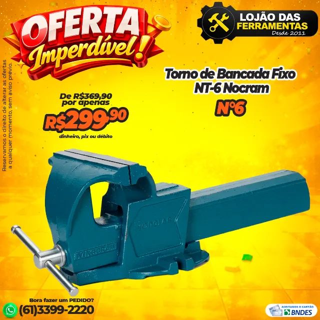 Torno de Bancada Fixo NT-6 Nocram