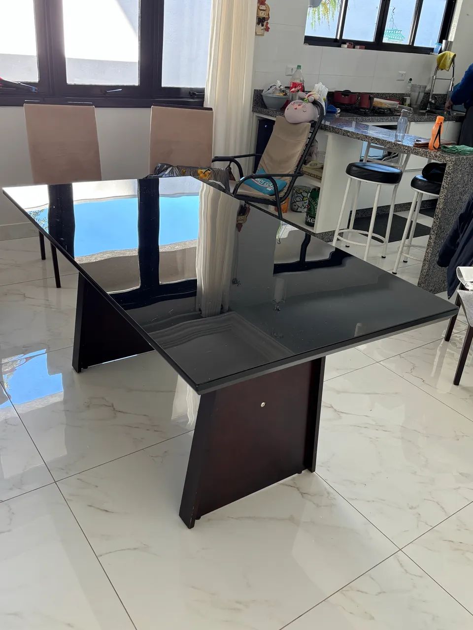 MESA DE JANTAR COM TAMPO EM VIDRO - Foto 4