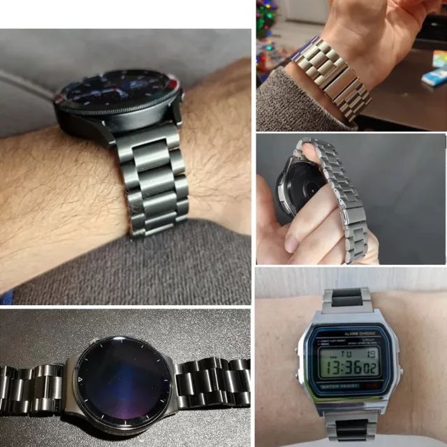 Pulseira De Metal Aço Inoxidável Premium Para Smartwatch Elos Com Fivela 22mm Para Vários  - Foto 3
