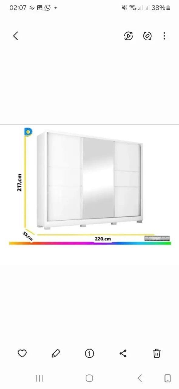 Guarda Roupa de Casal com 3 Portas de Correr  - Foto 2