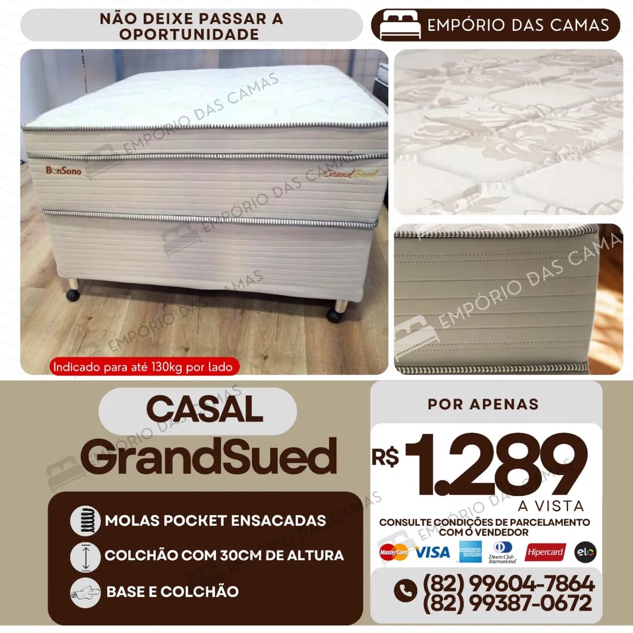Cama molas ensacadas base + colchão Bonsono - Foto 4