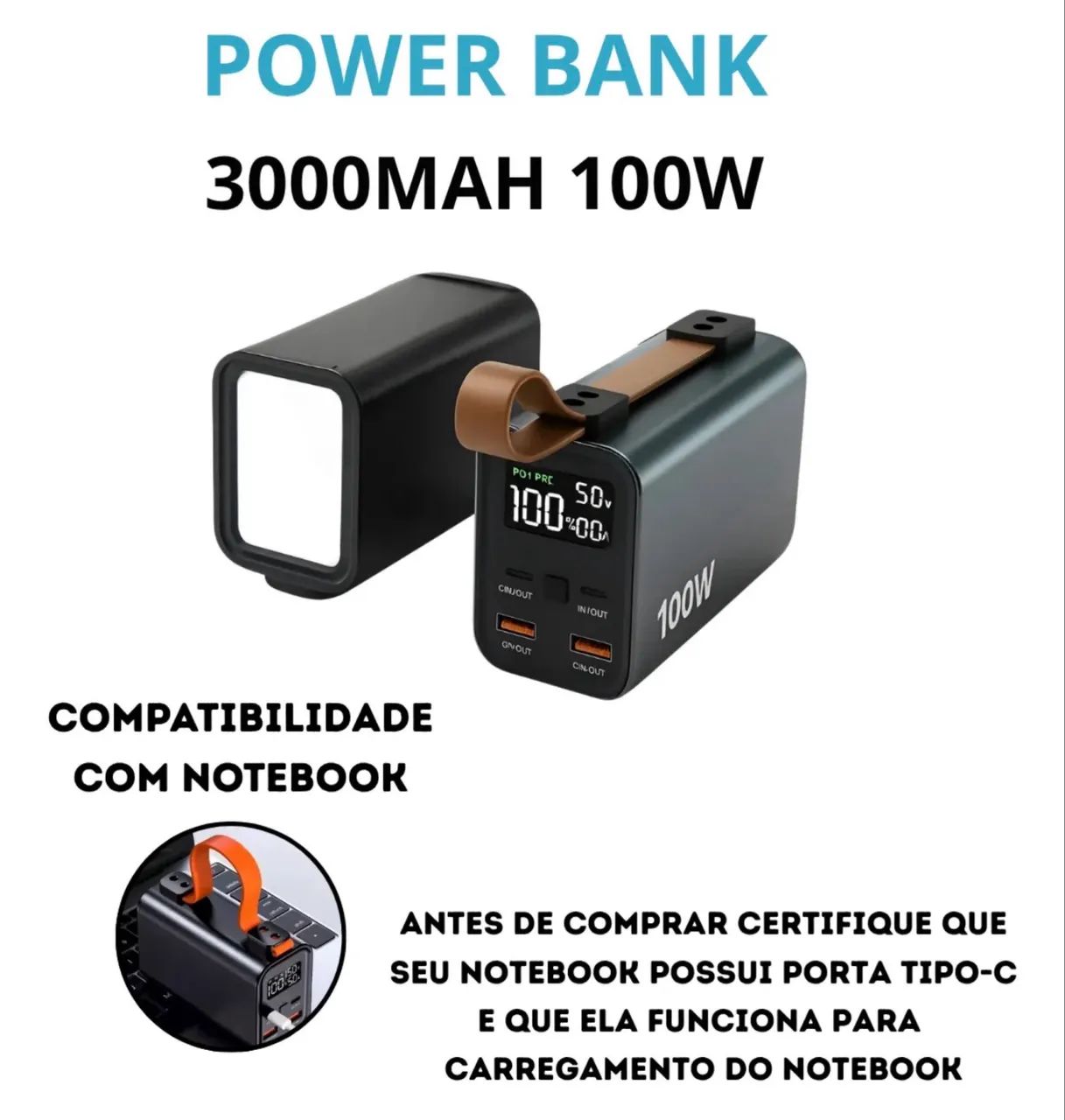 Carregador Power Bank 30.000mah Portatil Starlink 100w  - Foto 3