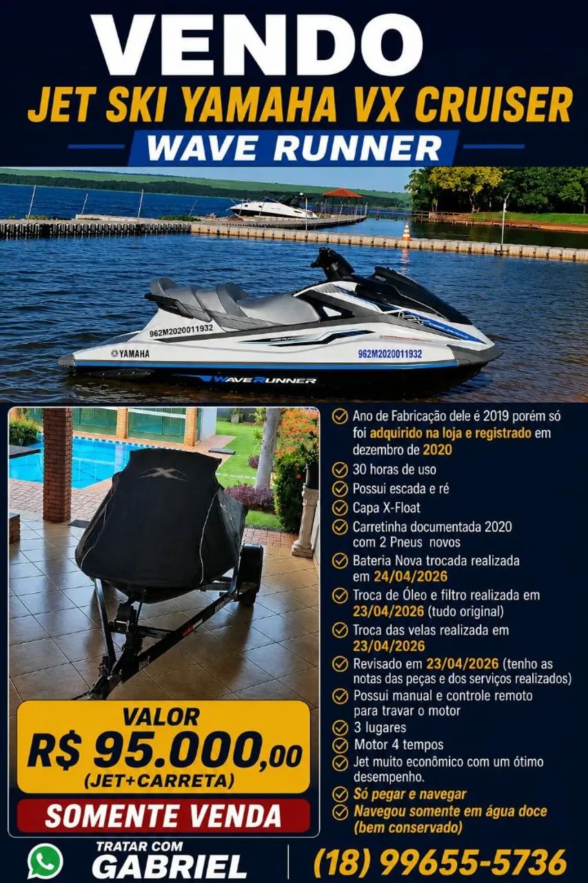 JET SKI YAMAHA VX CRUISER  + CARRETA - Foto 2