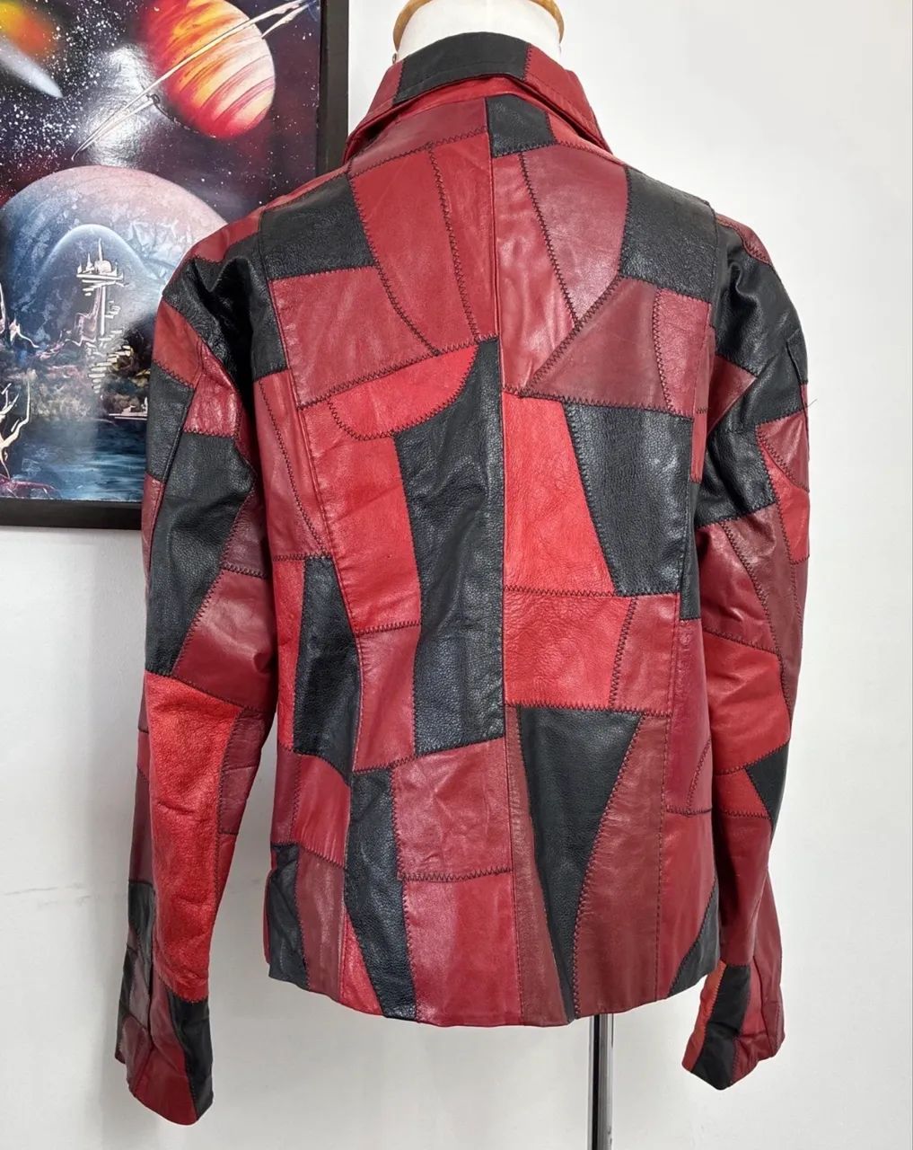 jaqueta de couro legítimo patchwork m - Foto 2