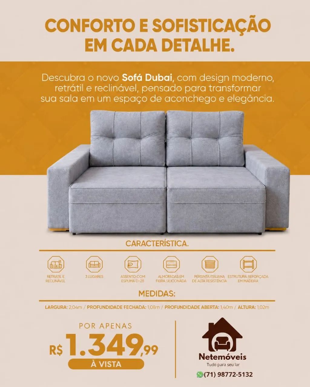 Sofá retráti/reclinável 