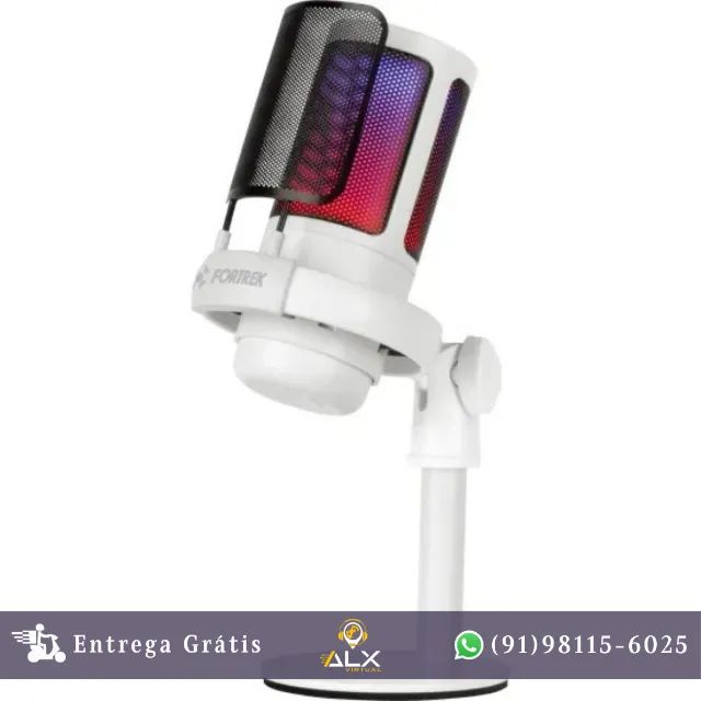 Microfone Gamer Usb Branco Mic10 Fortrek *ENTREGA GRÁTIS*