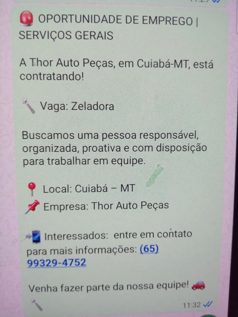Vaga para Zeladora