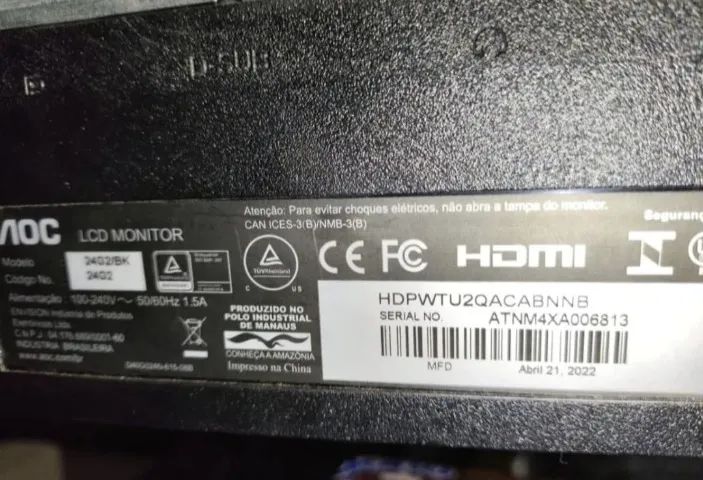 Monitor AOC 24 polegadas tela trincada  - Foto 2