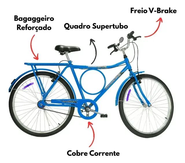 Bicicleta Aro 26 Monark Barra Circular Freio Varão - Azul