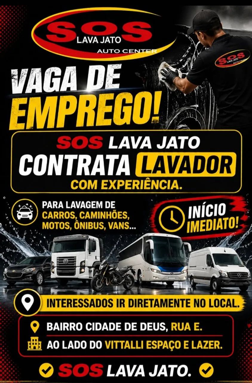 Lavador com ou sem experiência 
