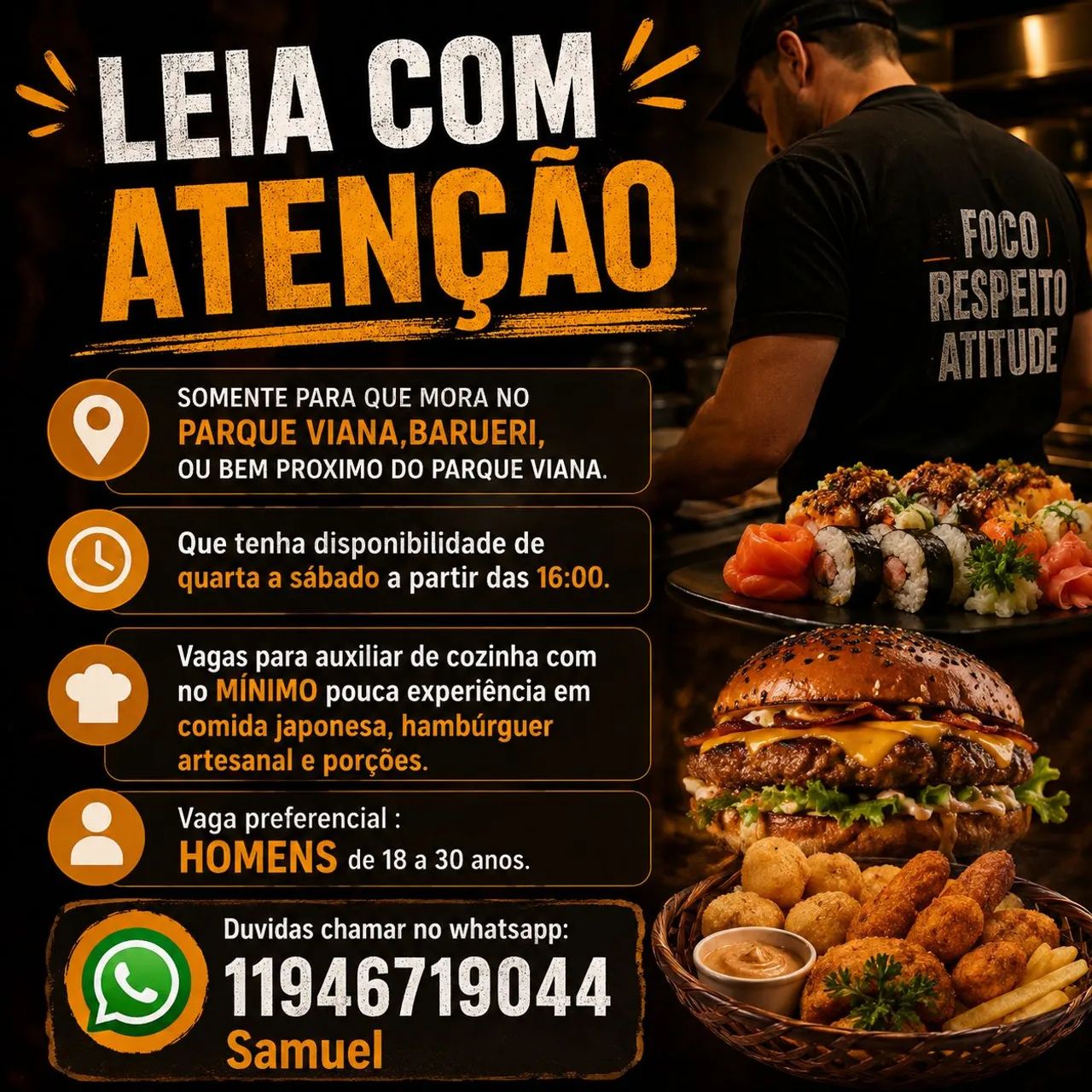 Vagas de auxiliar de cozinha FREELANCER  - Foto 2