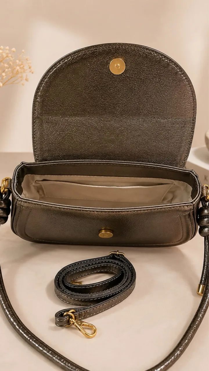 Bolsa em couro legítimo Metalizado  - Foto 2