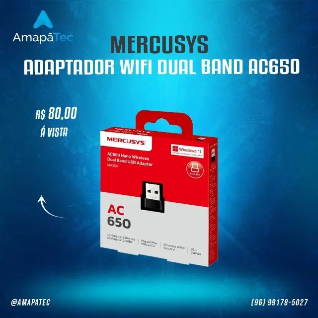 Adaptador Wifi Mercusys  Dual Band Ac650 Nano