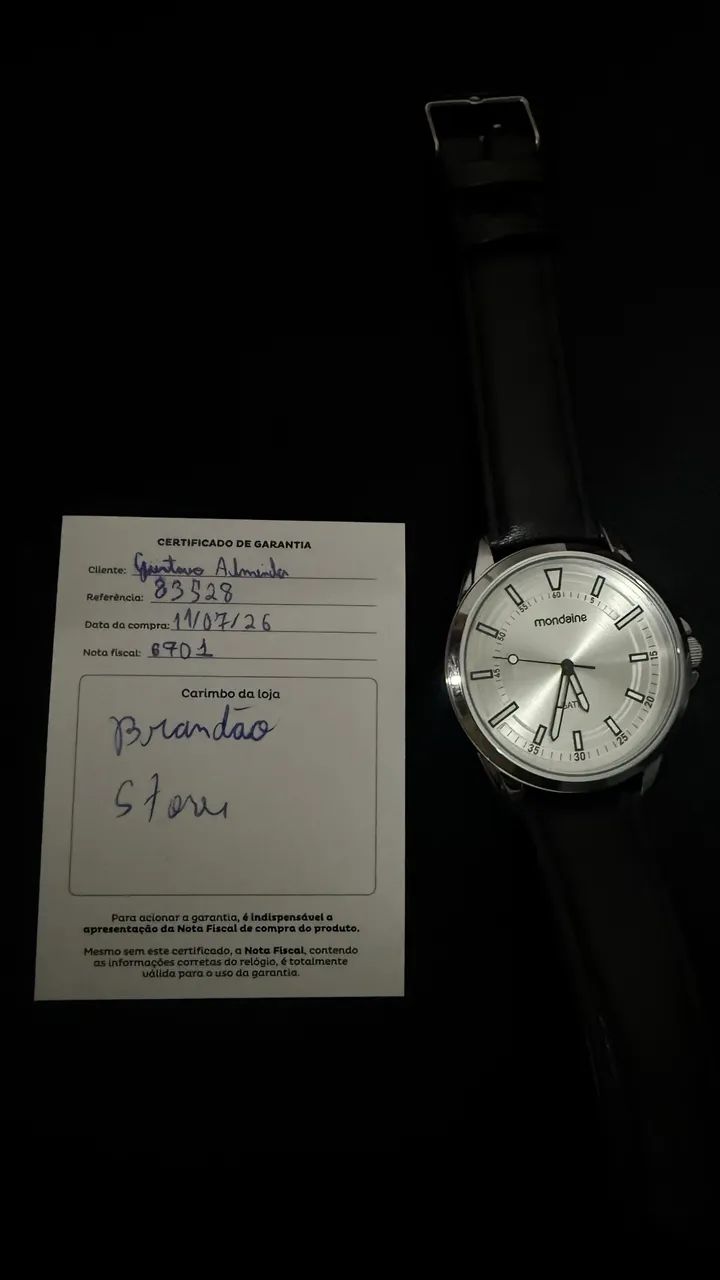 Relógio Mondaine prata com pulseira preta - 1 dia de uso e com garantia 