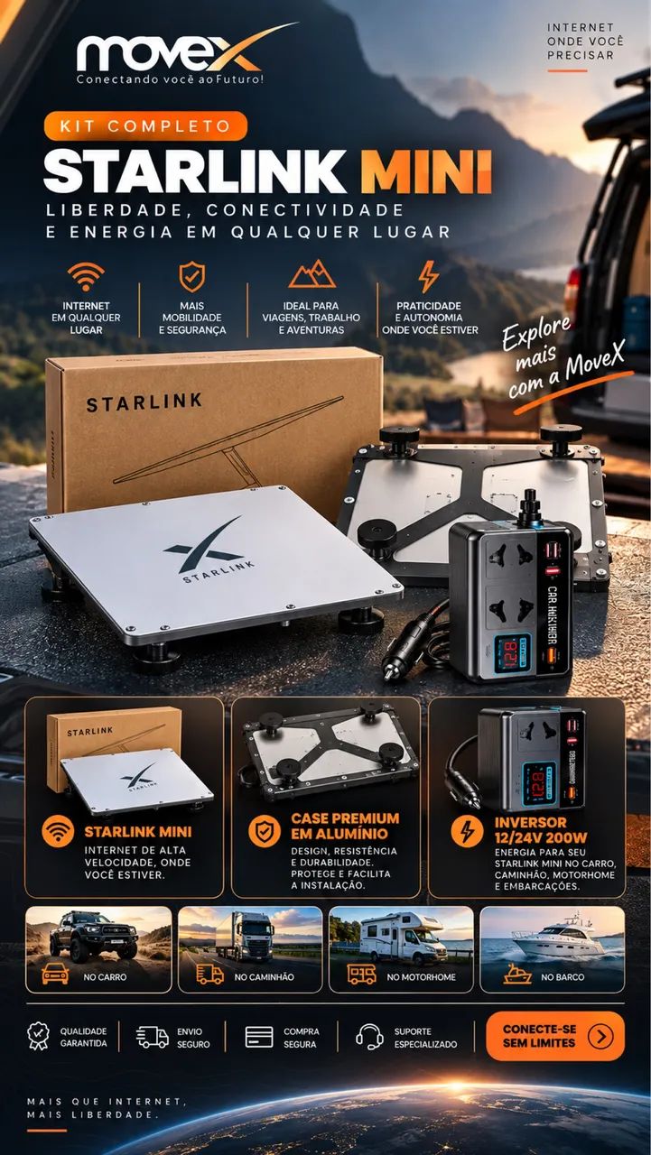 Kit Starlink + Case Premium + Inversor 