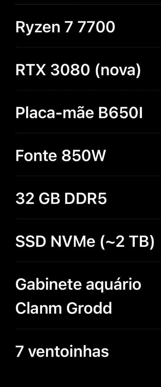 Vendo pc gamer Ryzen 7 + rtx 3080 turbo - Foto 4