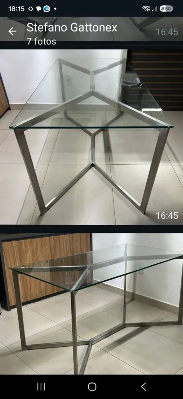 Mesa de designe com tampo de vidro - Foto 2