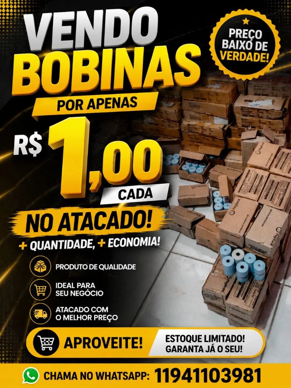 Kit 200 Bobinas para máquinas de cartão 