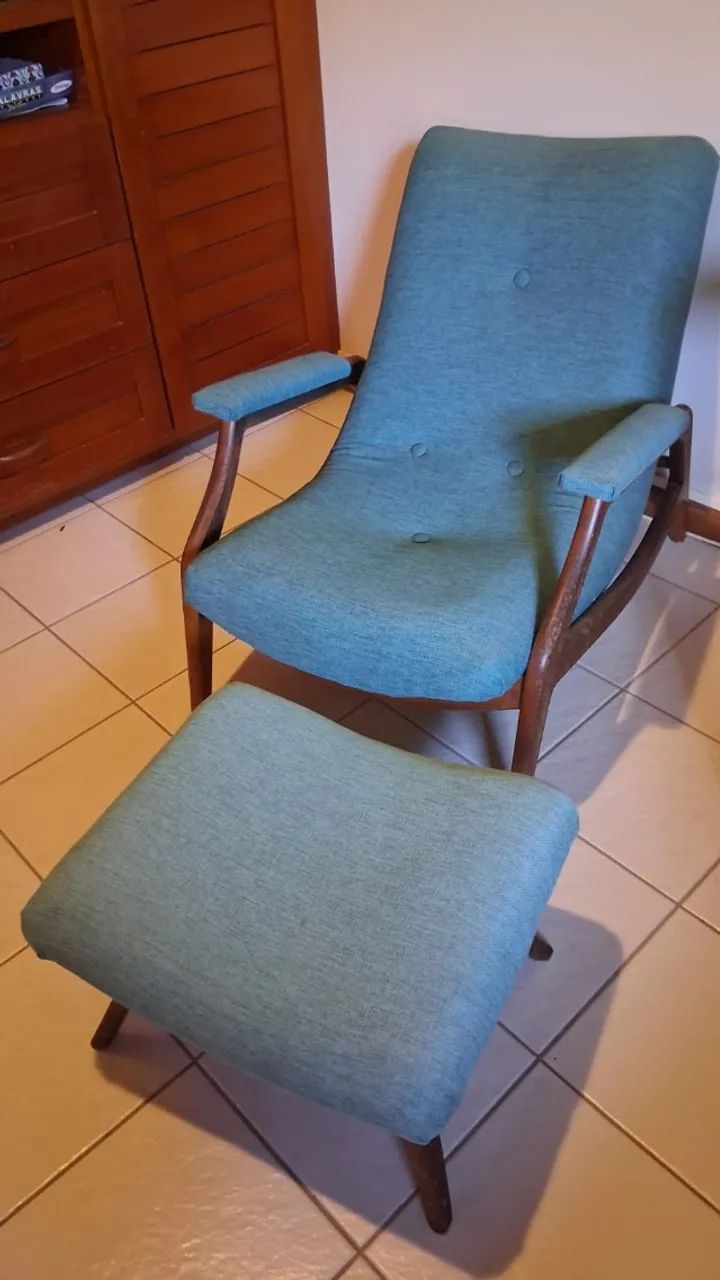 poltrona original vintage pé palito e banco