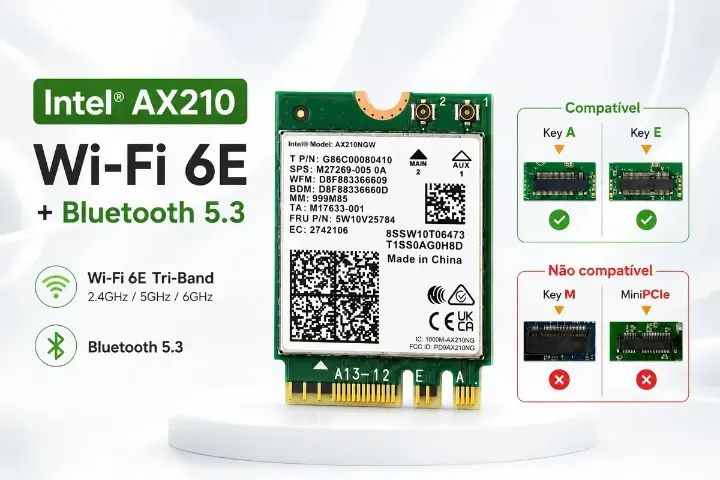 Placa Wireless Wi-fi 6e Intel Ax210 com bluetooth 5.3 - Foto 3
