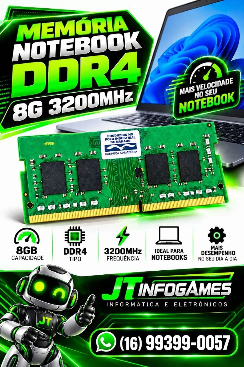 MEMÓRIA 8GB DDR4 NOTEBOOK 